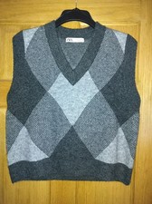 Zara Womens Knitted Vest Size Medium Grey Knit.