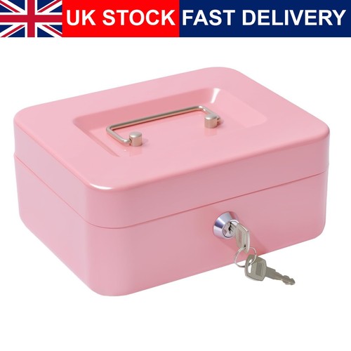 Pink medium cash box lockable - box,