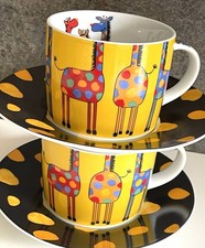 Multiple Choice Giraffe Cup and Saucer Set Fine Bone China 2 Cups and 2 Saucers
