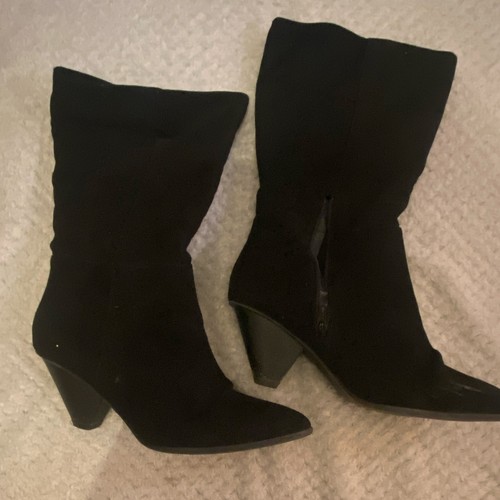 George wide fit black suede - fit,