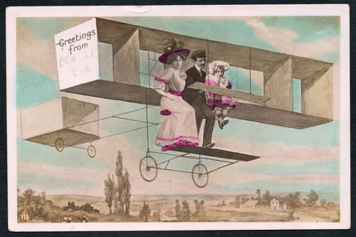 Postcard aviation greetings - postcard,