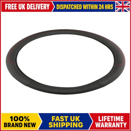 Black leather car steering - black,