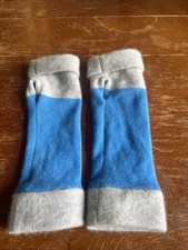 100% Cashmere Blue and Grey Fingerless Gloves/Wrist warmers Turtle Doves