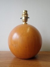 Vintage mid century turned wood ball sphere table lamp