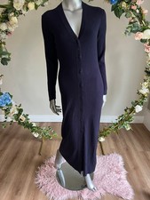 TED BAKER Maxi Dress TB 2 UK 10 Elmhaa Navy Ribbed Knitted Cardigan Dress NEW