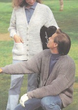 Knitting Pattern To Make Ladies & Mans Cardigan Fishermans Rib DK 30-48