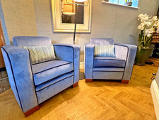 Ex Showhome David Linley Chase armchair blue velvet immaculate rrp £4,925 B