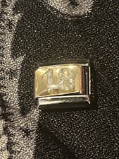 New Gold 18 Eighteen Glitter Italian Charm Fits 9mm Classic Nomination Bracelet