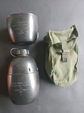 BRITISH ARMY 58 PATTERN CARRIER WATER CANTEEN POUCH WITH BLACK BOTTLE AND CUP