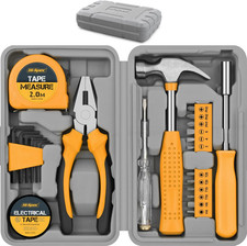 24Pc Yellow Household DIY Tool Kit. Small Mini Box Set of Starter Basic Tools fo