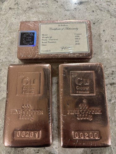 1kg fine copper - 1kg, bullion