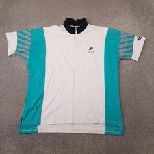 Vintage Nike Polo Shirt Large Agassi Challenge Court Zip Tennis Wimbledon 1993