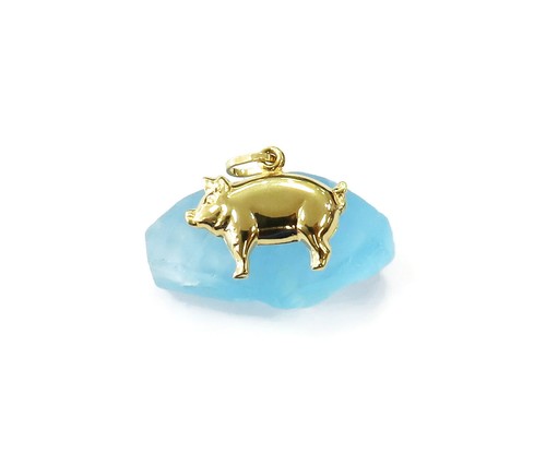 14k yellow gold pig charm - yellow,