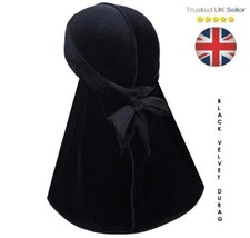 Luxury Velvet Durag Bandana Sports Du-Rag Scarf Headwrap BLACK