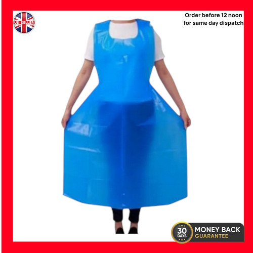 100pcs blue plastic aprons - blue,
