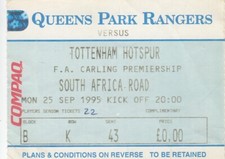 Ticket - Queens Park Rangers v Tottenham Hotspur 25.09.95
