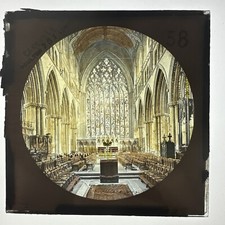 Antique Magic Lantern Glass Slide Carlisle church cathedral ?? Colour colourised