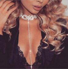 Diamante Crystal Rhinestone Necklace Choker Silver Wedding Party Chain Jewellery