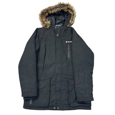 Suzuki Collection Parka Jacket Fur Hooded Outdoors Black Mens Small