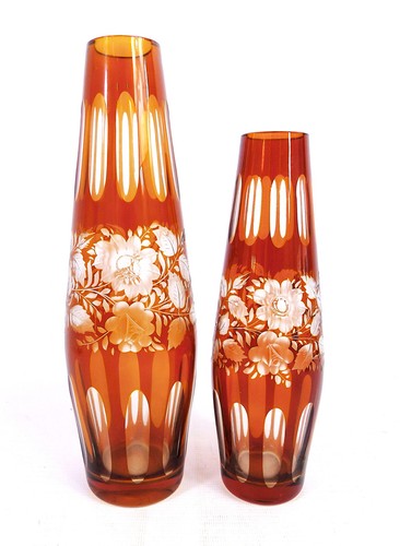 Pair vintage bohemia amber - pair, bohemia?