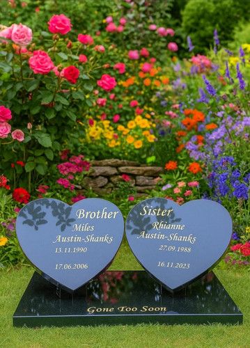 Double heart memorial - double, stone