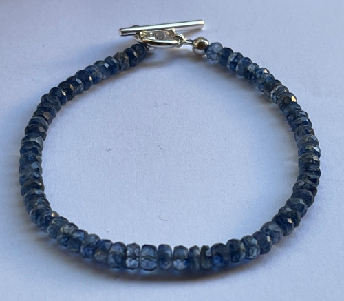 Blue kyanite faceted - kyanite, rondelle