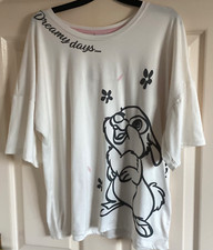 DISNEY - Cream Short Sleeve Pyjama Top Thumper Image & Slogan -Size Medium -BNWT