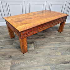 Retro Vintage Solid Chunky Sheesham Indian Rosewood Coffee Table - Rustic