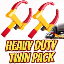 Twin Pack Tyre Wheel Clamp Lock Car Van Trailer Bike Caravan Anti Theft Security
