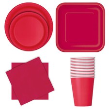 Disposable Paper Plates Cups and Napkins Solid Colours Tableware Sets for Party