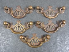 Set of 5 small antique ornate brass drawer handles spare parts