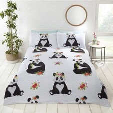 Rapport Home Panda Duvet Set - White Dotted Floral Bedding Set King Size