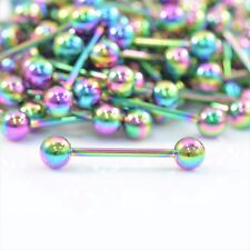 Tongue Bar Straight Barbell Piercing Steel Eyebrow Tragus Nipple RAINBOW
