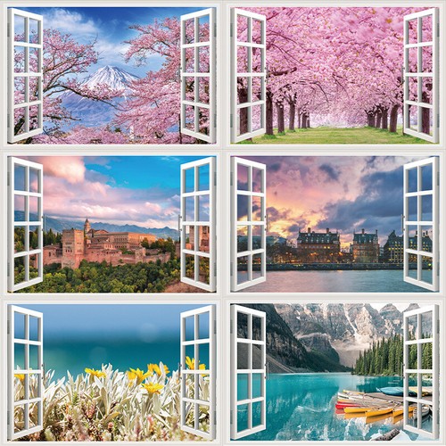 Window beach forest wall - 3d,