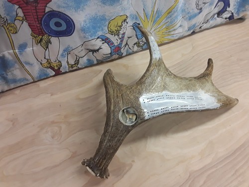 Antique moose antler cribbage - moose,