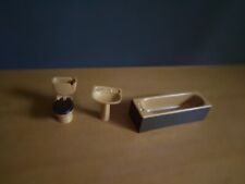 Vintage Lundby Barton Beige Bathroom Set Dolls House Bath,Toilet,Basin 1:16 70's