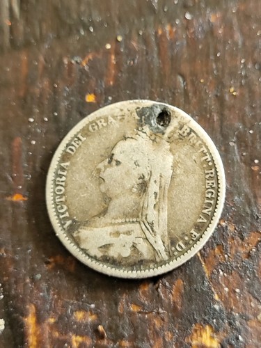 1887 silver sixpence coin - silver,