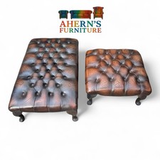 *Vintage Brown Leather Chesterfield Footstools FREE DELIVERY ?*