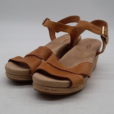 Ugg Berryessa Ladies Tan Wedge Sandals UK 6 (#H1/13)