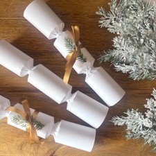 Make your own Christmas Crackers Kit White Linen Eco Friendly Card Pulls Hats