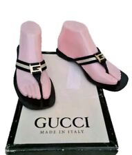 Gucci Authentic Vintage Lady's Flats Sandals Sliders Sz Eur 35.5 UK 2.5 Or3