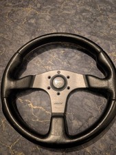 Genuine Momo Race black leather steering wheel 