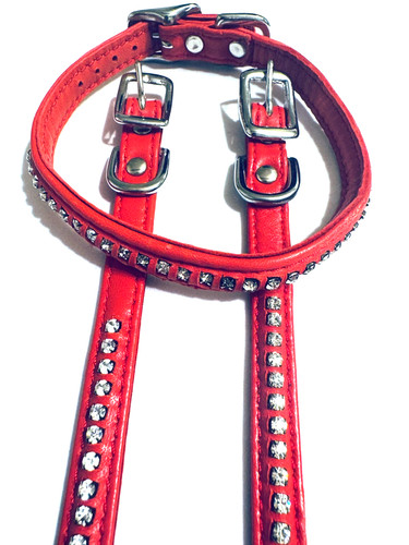 Red real leather - red,