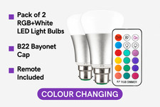 Remote Control Colour Changing LED Light Bulb Dimmable RGB + White B22 Fitting