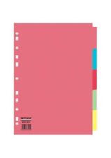 5 Part Subject File Filing Dividers A4 Multi Coloured  Pack of 10