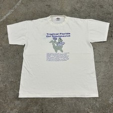 Vintage 80s Florida Girl Scoutasaurus Shirt Adult XL Girl Scouts Dinosaur Parody