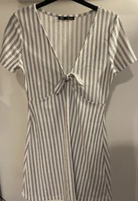 ZARA Striped Mini Dress Cream