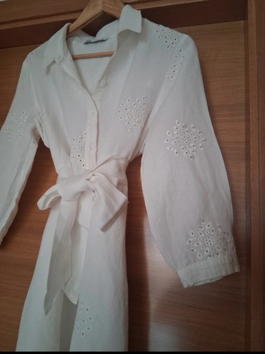 Zara cream shirt dress xl - dress.,