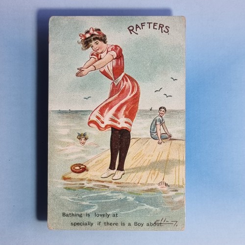Comic postcard 1910 - postcard, beach