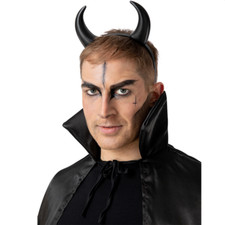 Devil Horns Black Devils Fancy Dress Accessory Adults Halloween On Headband